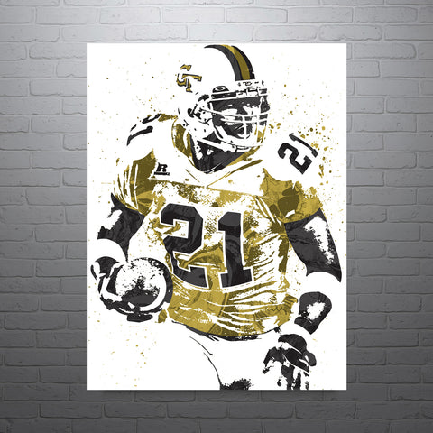 Calvin Johnson Georgia Tech Yellow Jackets NCAA College Art Poster