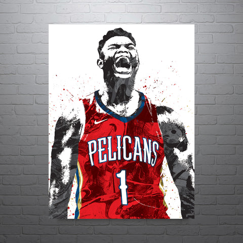 Zion Williamson New Orleans Pelicans Basketball Art Poster