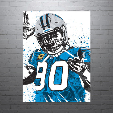 Julius Peppers Carolina Panthers Football Art Poster