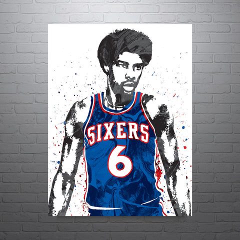 Dr J Philadelphia 76ers Basketball Art Poster