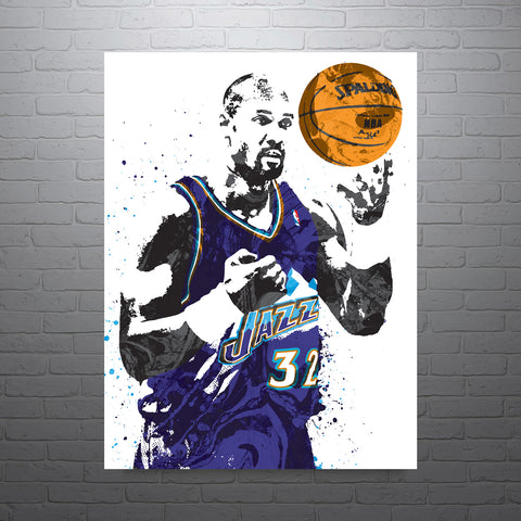 Karl Malone Utah Jazz Basketball Art Poster