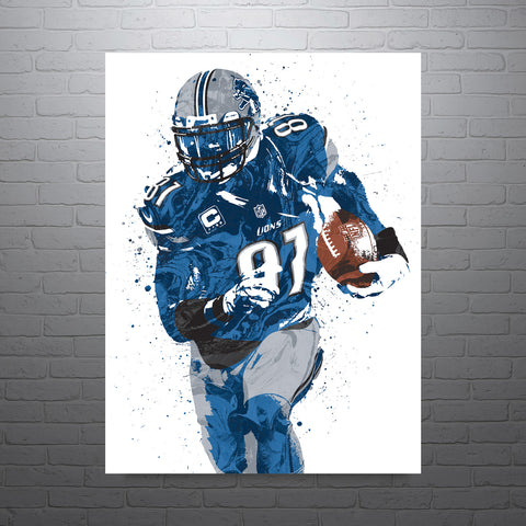 Calvin Johnson Detroit Lions Football Art Poster