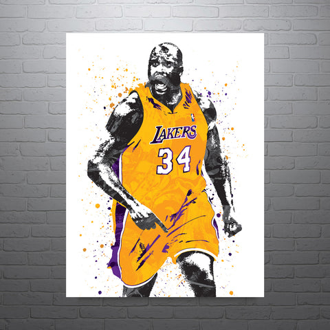 Shaquille O'Neal Los Angeles Lakers Basketball Art Poster