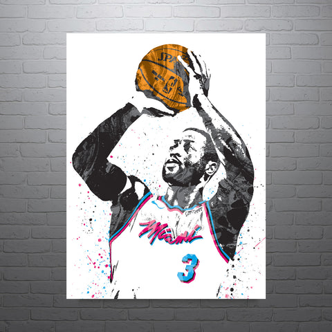 Dwayne Wade Heat Vice Miami Heat Basketball Art Poster