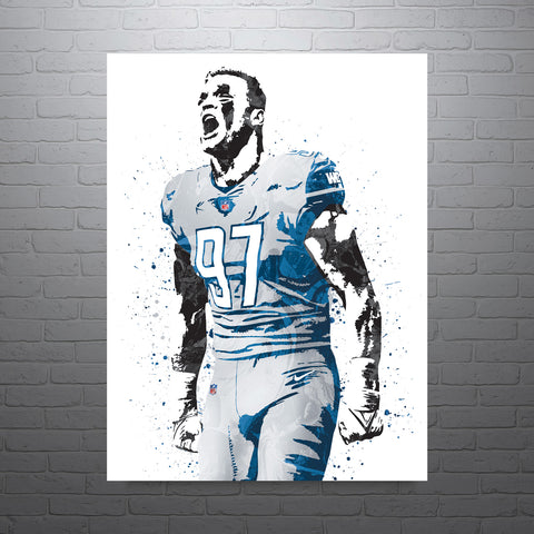 Aidan Hutchinson Detroit Lions Football Art Poster