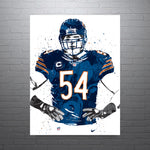 Brian Urlacher Chicago Bears Football Art Poster