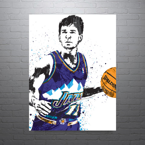 John Stockton Utah Jazz Basketball Art Poster