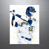 Christian Yelich Milwaukee Brewers Baseball Art Poster