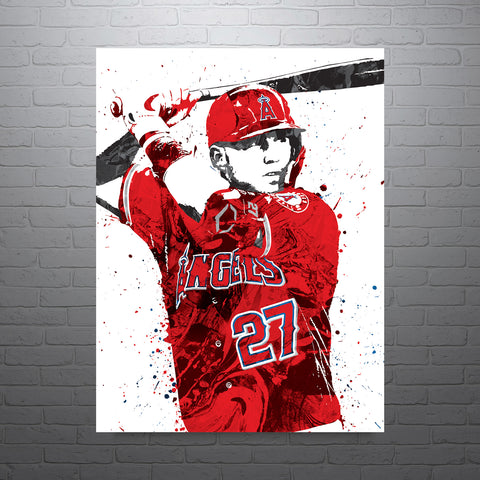 Mike Trout Los Angeles Angels Baseball Art Poster