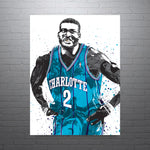 Larry Johnson Charlotte Hornets Basketball Art Poster