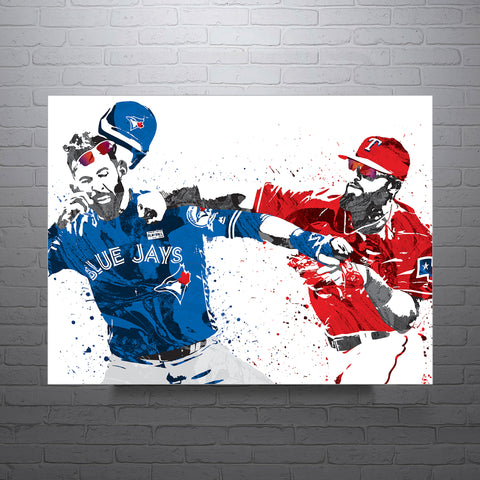 Rougned Odor Fight Texas Rangers Baseball Art Poster