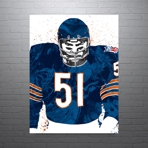 Dick Butkus Chicago Bears Football Art Poster