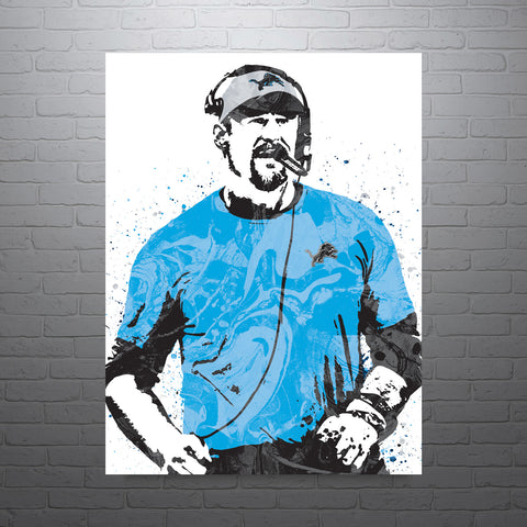 Dan Campbell Detroit Lions Football Art Poster