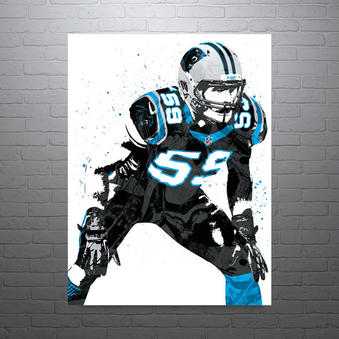 Luke Kuechly Carolina Panthers Football Art Poster