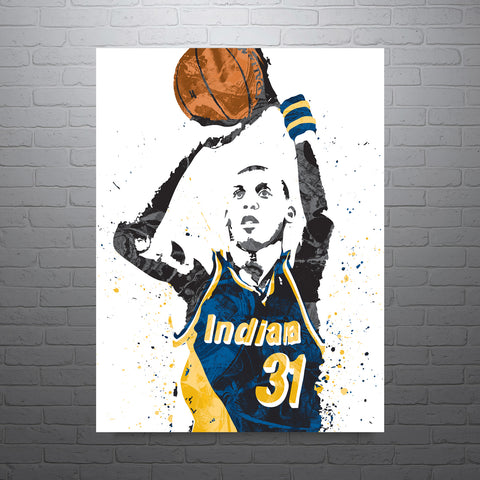 Reggie Miller Indiana Pacers Basketball Art Poster