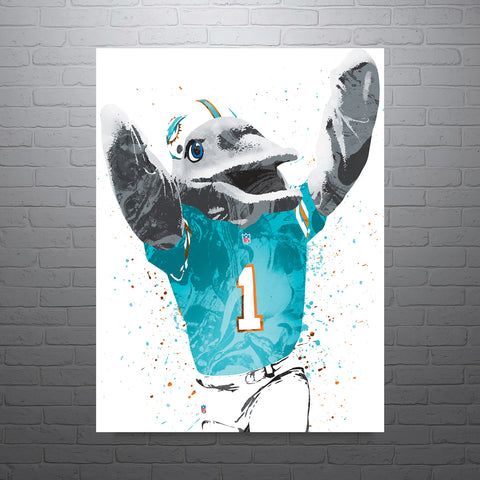 TD Mascot Miami Dolphins Football Art Poster