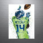 DK Metcalf Green Seattle Seahawks Football Art Poster