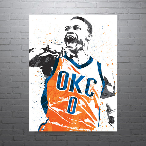 Russell Westbrook Oklahoma City Thunder Basketball Art Poster