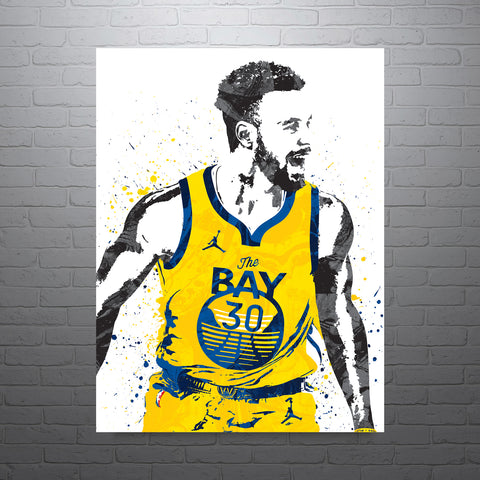 Stephen Curry The Bay Golden State Warriors Basketball Art Poster