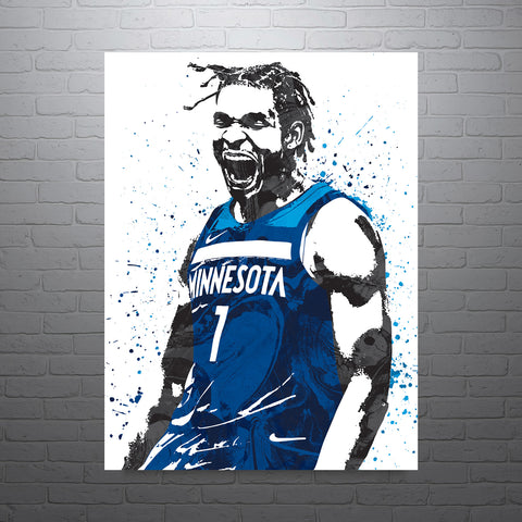 Anthony Edwards Minnesota Timberwolves Basketball Art Poster