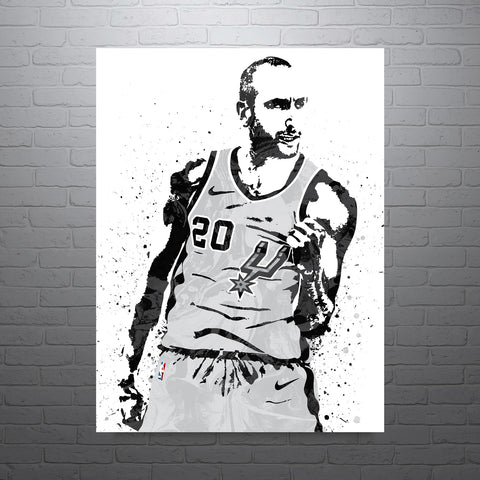 Manu Ginobili San Antonio Spurs Basketball Art Poster