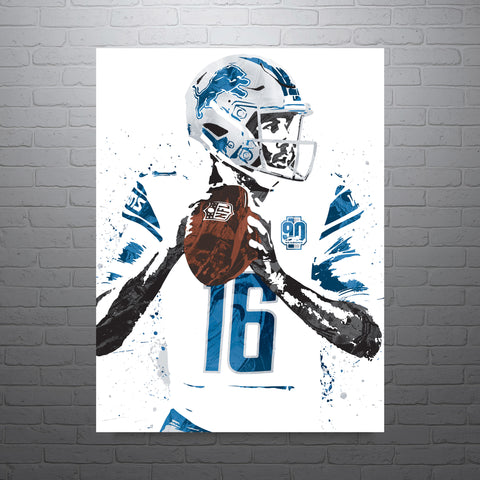 Jared Goff Detroit Lions Football Art Poster