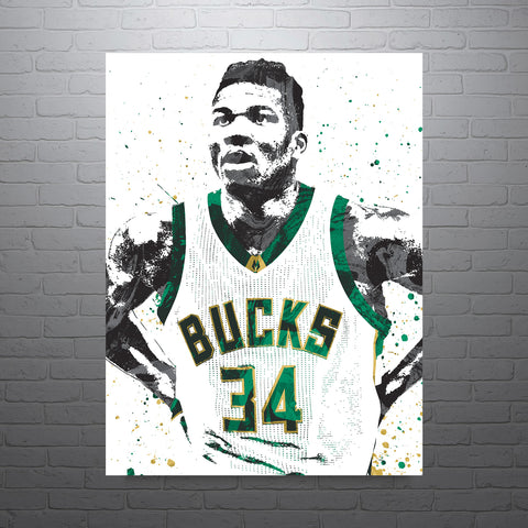 Giannis Antetokounmpo Milwaukee Bucks Basketball Art Poster