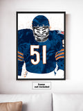 Dick Butkus Chicago Bears Football Art Poster