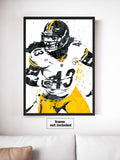 Troy Polamalu Pittsburgh Steelers Football Art Poster