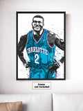 Larry Johnson Charlotte Hornets Basketball Art Poster