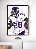 Adrian Peterson Minnesota Vikings Football Art Poster