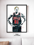 Dennis Rodman Chicago Bulls Basketball Art Poster