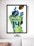 DK Metcalf Green Seattle Seahawks Football Art Poster