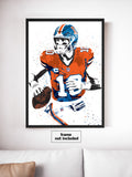 Bo Nix Denver Broncos Football Art Poster