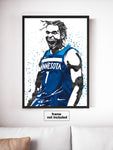 Anthony Edwards Minnesota Timberwolves Basketball Art Poster