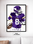 Kirk Cousins Minnesota Vikings Football Art Poster