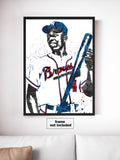 Hank Aaron Atlanta Braves Baseball Art Poster