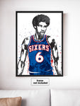 Dr J Philadelphia 76ers Basketball Art Poster