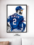 Marcus Semien Texas Rangers Baseball Art Poster