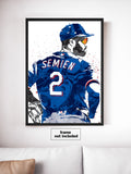 Marcus Semien Texas Rangers Baseball Art Poster