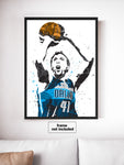 Dirk Nowitzki City Blue Dallas Mavericks Basketball Art Poster