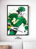 Mike Modano Minnesota North Stars Hockey Art Poster