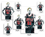 Dennis Rodman Chicago Bulls Basketball Art Poster