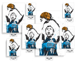 Dirk Nowitzki City Blue Dallas Mavericks Basketball Art Poster