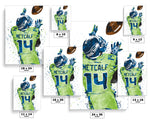 DK Metcalf Green Seattle Seahawks Football Art Poster