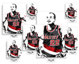 Clyde Drexler Portland Trail Blazers Basketball Art Poster