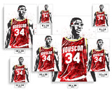 Hakeem Olajuwon Houston Rockets Record Basketball Art Poster