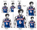 Dr J Philadelphia 76ers Basketball Art Poster