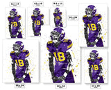 Justin Jefferson Scream Minnesota Vikings Football Art Poster