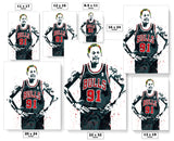 Dennis Rodman Chicago Bulls Basketball Art Poster